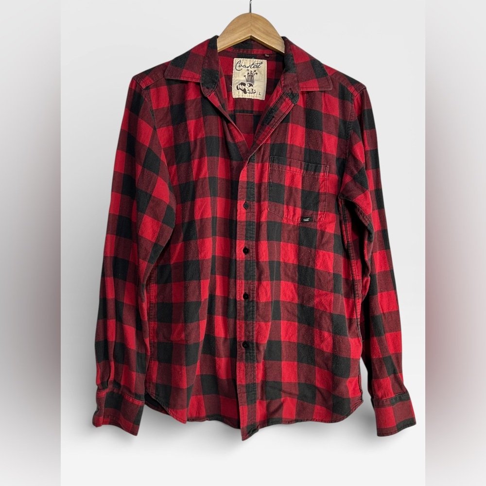 5 for $25🔥Coastal Red Plaid Flannel Button Front Shirt Large